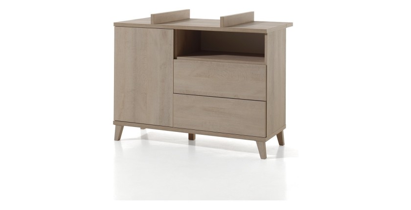 Commode bébé robuste avec table à langer intégrée coloris chêne River OAK collection LOUISE.
