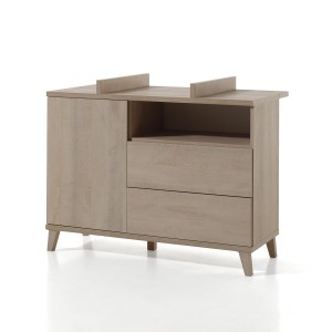 Commode bébé robuste avec table à langer intégrée coloris chêne River OAK collection LOUISE.