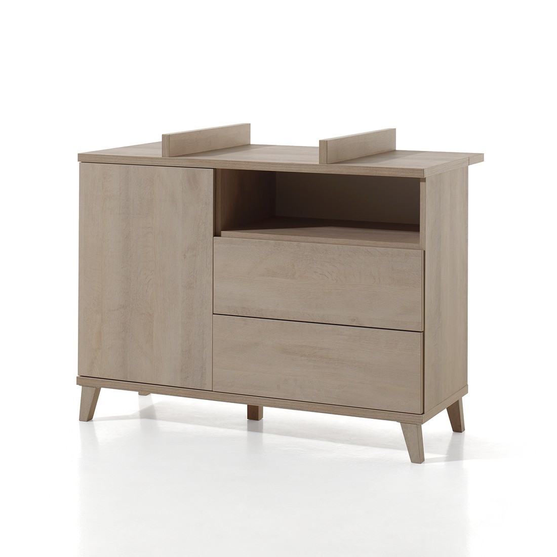 Commode bébé robuste avec table à langer intégrée coloris chêne River OAK collection LOUISE.