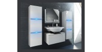 Ensemble meubles de salle de bain collection OWL, coloris blanc mat et brillant avec deux colonnes