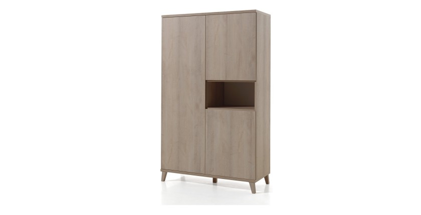 Armoire robuste pour chambre d'enfant 3 portes collection LOUISE coloris chêne River Oak.