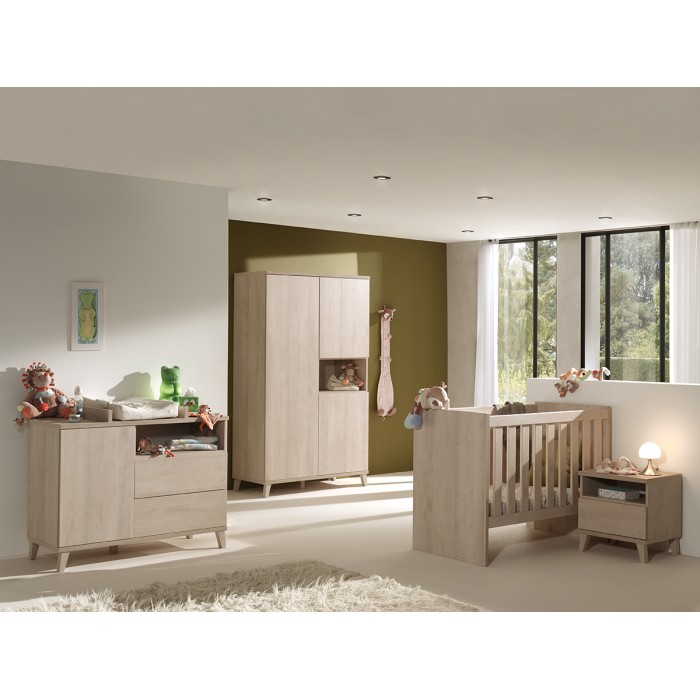 Armoire enfant 3 portes LOUISE – Chêne clair River Oak – Style bois chaleureux