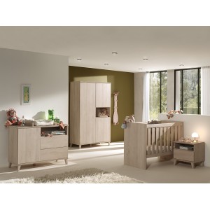 Armoire robuste pour chambre d'enfant 3 portes collection LOUISE coloris chêne River Oak.