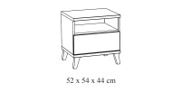 Table de chevet pour chambre bébé et enfant avec tiroir et niche, collection LOUISE Coloris chêne River Oak