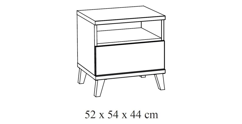 Table de chevet pour chambre bébé et enfant avec tiroir et niche, collection LOUISE Coloris chêne River Oak