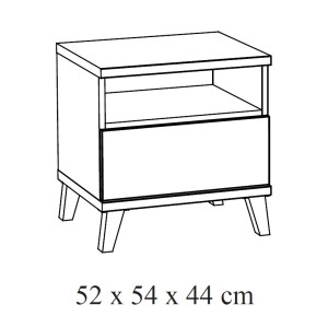Table de chevet pour chambre bébé et enfant avec tiroir et niche, collection LOUISE Coloris chêne River Oak