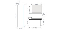 Ensemble meubles de salle de bain collection BIRD, coloris blanc mat et brillant avec une colonne