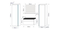 Ensemble meubles de salle de bain collection BIRD, coloris blanc mat et brillant avec deux colonnes