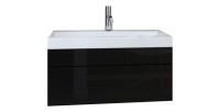 Ensemble meubles de salle de bain collection BIRD, coloris noir mat et brillant avec deux colonnes