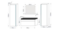 Ensemble meubles de salle de bain collection BIRD, coloris blanc mat et brillant avec deux colonnes et vasque 80cm