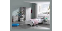 Lit enfant robuste 90x200 collection MATHEO - Coloris gris effet bois