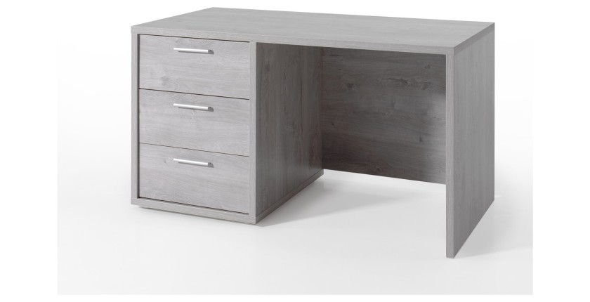 Bureau enfant robuste 3 tiroirs collection MATHEO coloris gris effet bois