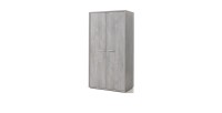 Armoire robuste pour chambre d'enfant 2 portes collection MATHEO coloris gris effet bois