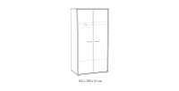 Armoire robuste pour chambre d'enfant 2 portes collection MATHEO coloris gris effet bois