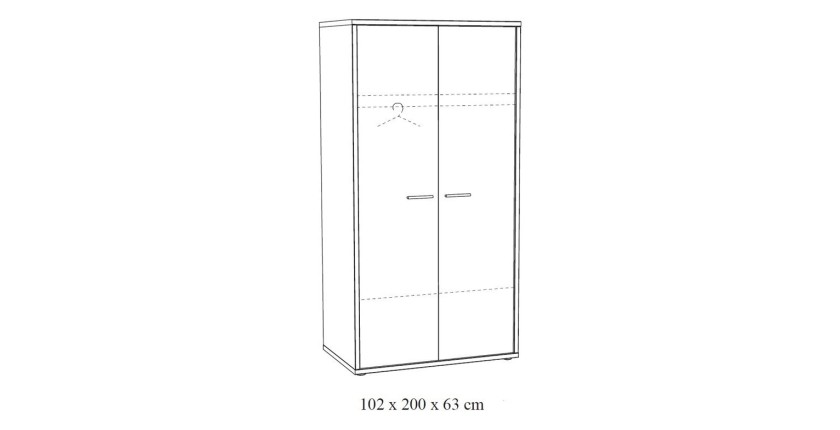 Armoire robuste pour chambre d'enfant 2 portes collection MATHEO coloris gris effet bois