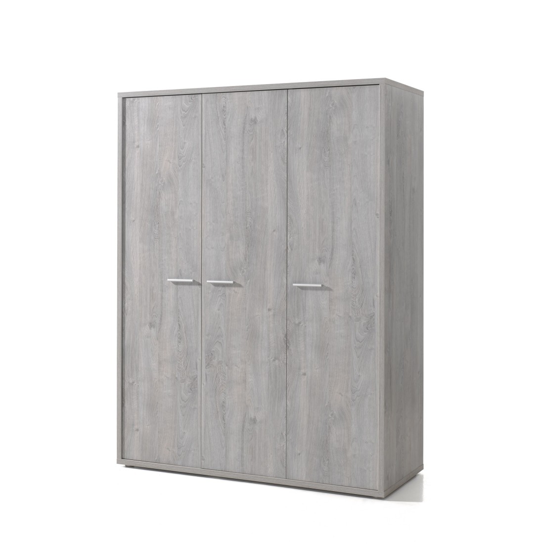 Armoire robuste pour chambre d'enfant 3 portes collection MATHEO coloris gris effet bois
