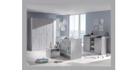 Armoire robuste pour chambre d'enfant 3 portes collection MATHEO coloris gris effet bois