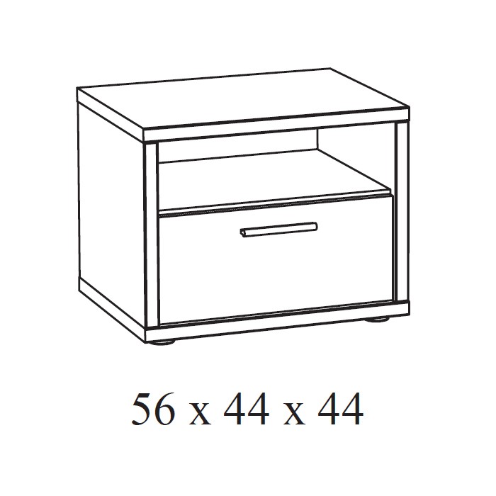 Mesa de noche MATHEO – 1 cajón + 1 nicho – Gris efecto madera