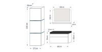 Ensemble meubles de salle de bain collection OWL, coloris noir mat et brillant avec une colonne et vasque 60cm