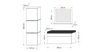 Ensemble meubles de salle de bain noir, collection OWL. Colonne, meuble sous vasque, vasque 80cm, miroir, siphon et leds.