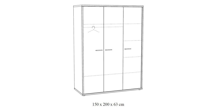 Chambre bébé ou enfant MATHEO, lit 60x120 évolutif en 90x200, armoire, commode à langer et chevet