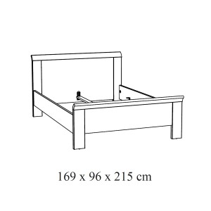 Letto adulto robusto 160x200 collezione DANY. Colore rovere chiaro