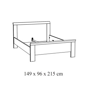 Letto adulto robusto 140x200 collezione DANY. Colore rovere chiaro.