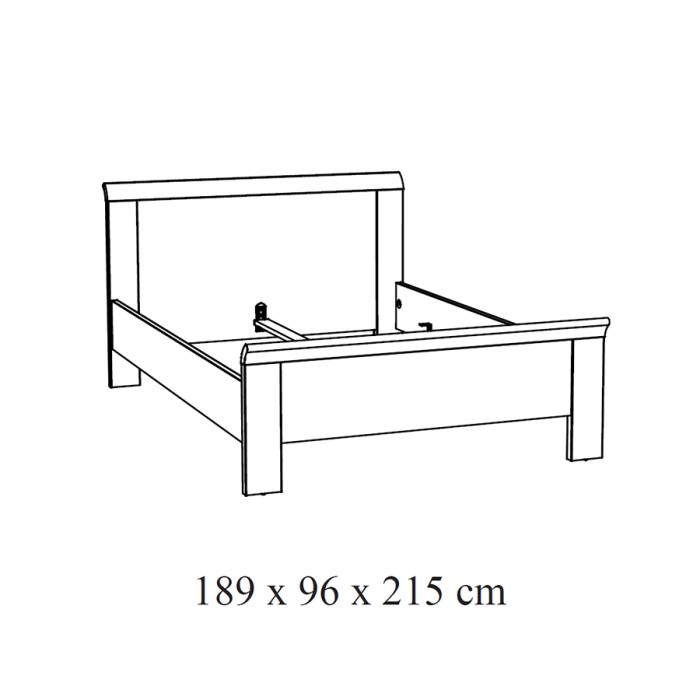 Robustes Erwachsenenbett 180x200 aus der Kollektion DANY. Farbe helles Eichenholz