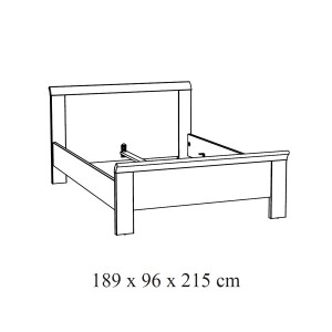 Letto adulto robusto 180x200 collezione DANY. Colore rovere chiaro.