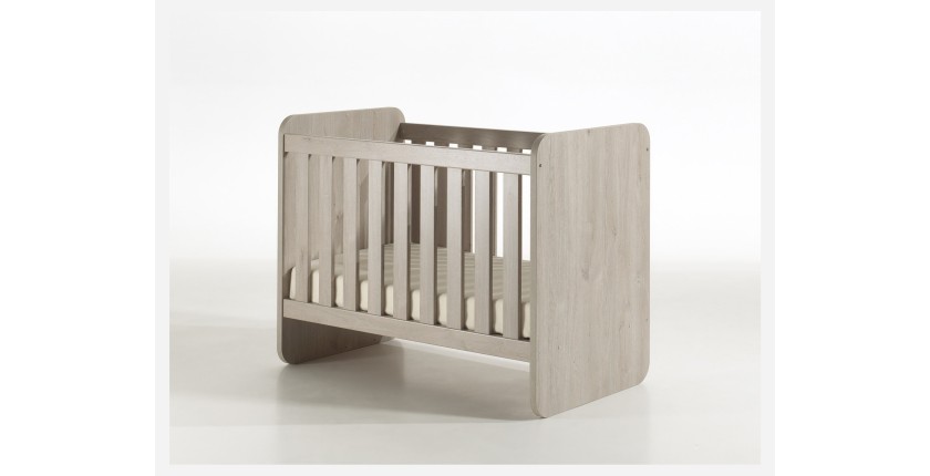 Lit bébé robuste 60x120 évolutif en lit enfant 90x200 coloris chêne clair collection DANY