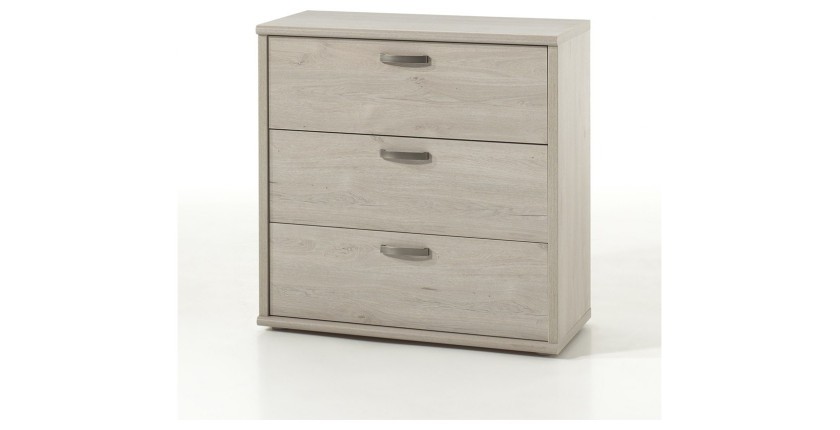 Commode robuste 3 tiroirs coloris chêne clair collection DANY.