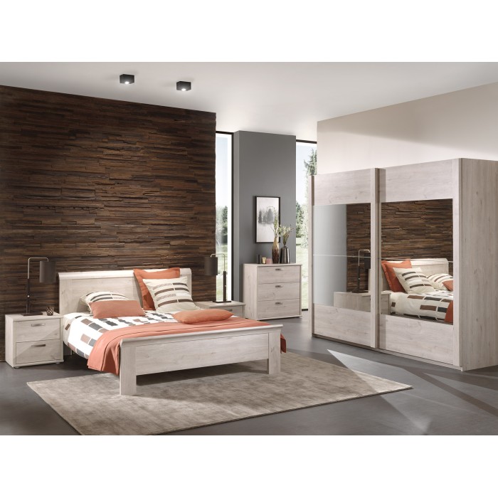 Mesa de noche DANY – 2 cajones – Roble claro