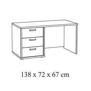 Bureau robuste pour enfant 3 tiroirs plus module étagères collection DANY coloris chêne clair