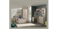 Bureau robuste pour enfant 3 tiroirs plus module étagères collection DANY coloris chêne clair