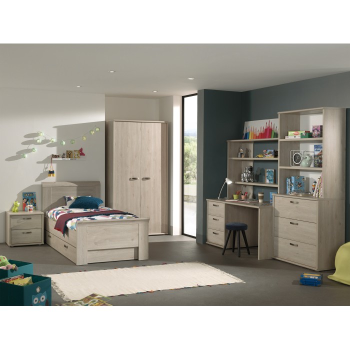 Stevig kinderbureau 3 lades plus rekkenmodule collectie DANY licht eiken kleur