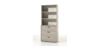 Commode 3 tiroirs avec module 3 étagères coloris chêne clair collection DANY.
