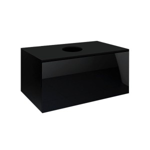 Ensemble meubles de salle de bain collection OWL, coloris noir mat et brillant avec une colonne sans vasque