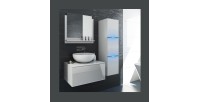 Ensemble meubles de salle de bain collection OWL, coloris blanc mat et brillant avec une colonne sans vasque