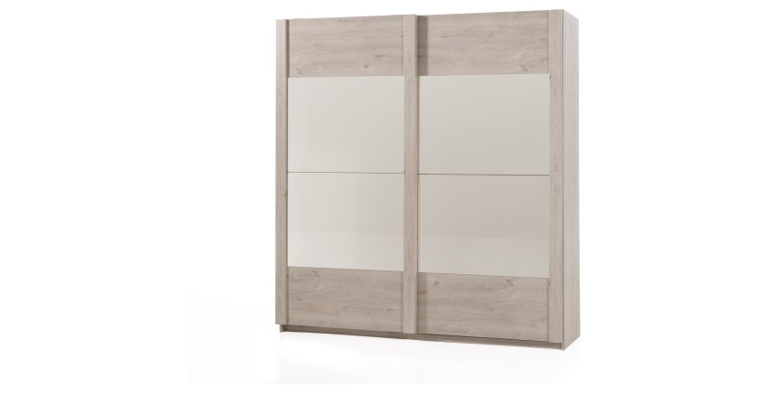 Armoire 200cm pour chambre à coucher avec 2 portes coulissantes collection DANY coloris chêne clair.