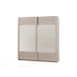Armoire 200cm pour chambre à coucher avec 2 portes coulissantes collection DANY coloris chêne clair.