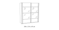 Armoire 200cm pour chambre à coucher avec 2 portes coulissantes collection DANY coloris chêne clair.