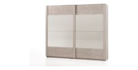 Armoire 250cm pour chambre à coucher avec 2 portes coulissantes collection DANY coloris chêne clair.