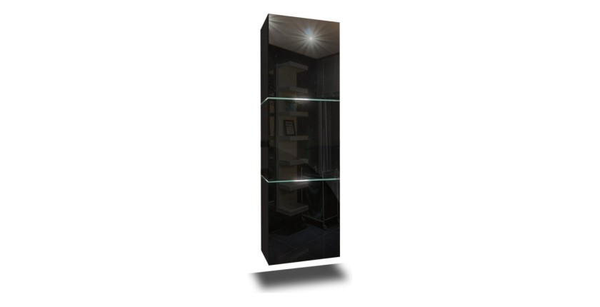 Ensemble meubles de salle de bain collection OWL, coloris noir mat et brillant avec deux colonnes 37x110x35 sans vasque
