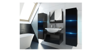 Ensemble meubles de salle de bain collection OWL, coloris noir mat et brillant avec deux colonnes 37x110x35 sans vasque