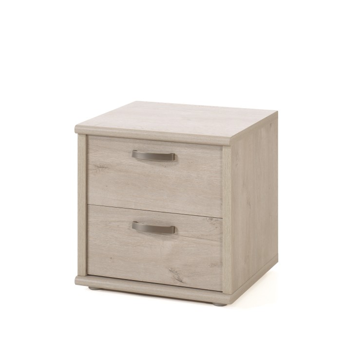 Chambre à coucher adulte collection DANY : Armoire 200cm, Lit 140x200, commode, chevets. Couleur chêne clair.