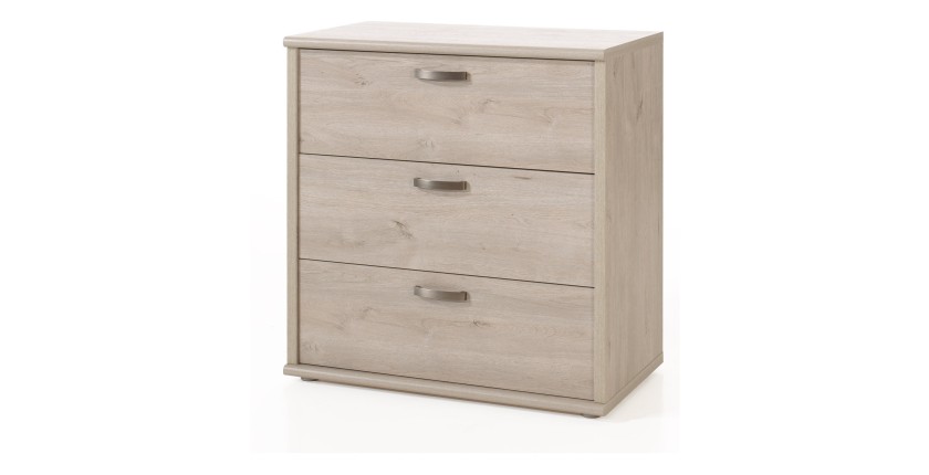 Slaapkamer voor volwassenen, collectie DANY: Kledingkast 250cm, Bed 140x200, dressoir, nachtkastjes. Kleur licht eiken.