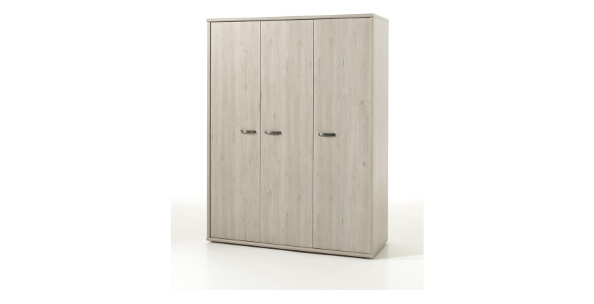 Chambre bébé DANY, lit 60x120 évolutif en 90x200, armoire, commode à langer et chevet, coloris chêne