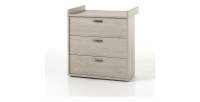 Chambre bébé DANY, lit 60x120 évolutif en 90x200, armoire, commode à langer et chevet, coloris chêne
