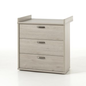 Chambre bébé DANY, lit 60x120 évolutif en 90x200, armoire, commode à langer et chevet, coloris chêne