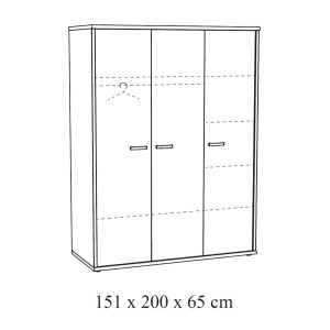 Chambre bébé DANY, lit 60x120 évolutif en 90x200, armoire, commode à langer et chevet, coloris chêne